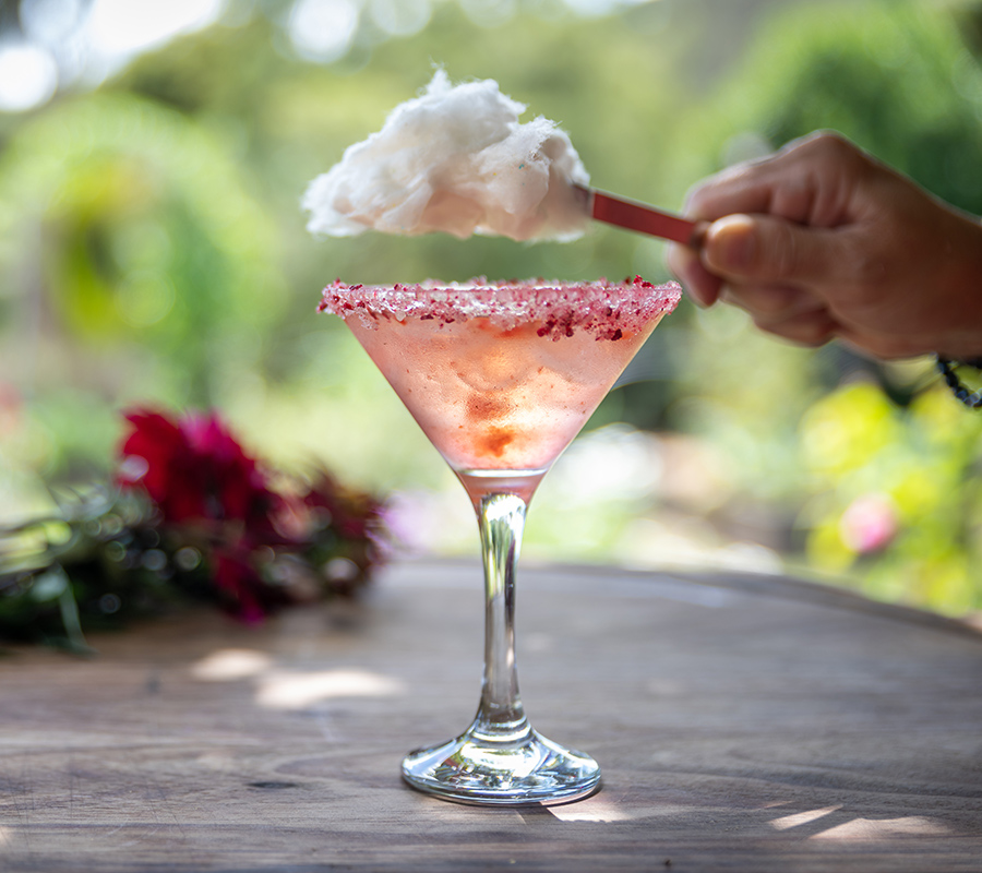 Cocktail candy floss