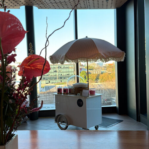 FON candy floss cart styled for an Auckland "Elle" movie launch.