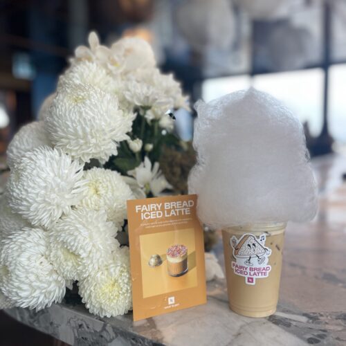 Candy floss-topped drinks at a private event.